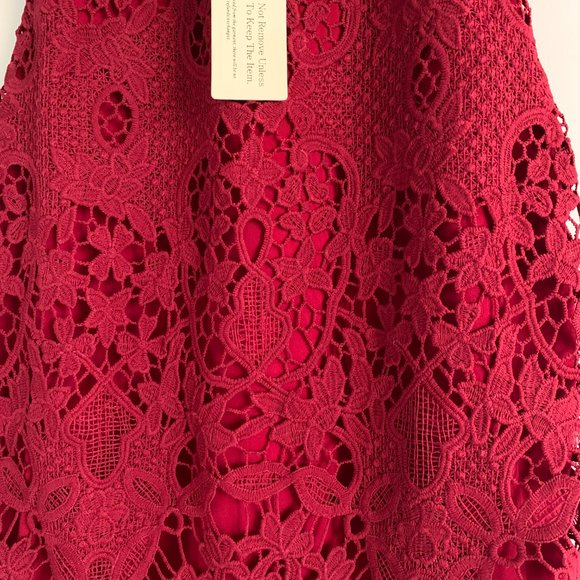 Red Lace Two Sisters Mermaid Dress - Picture 2 of 9